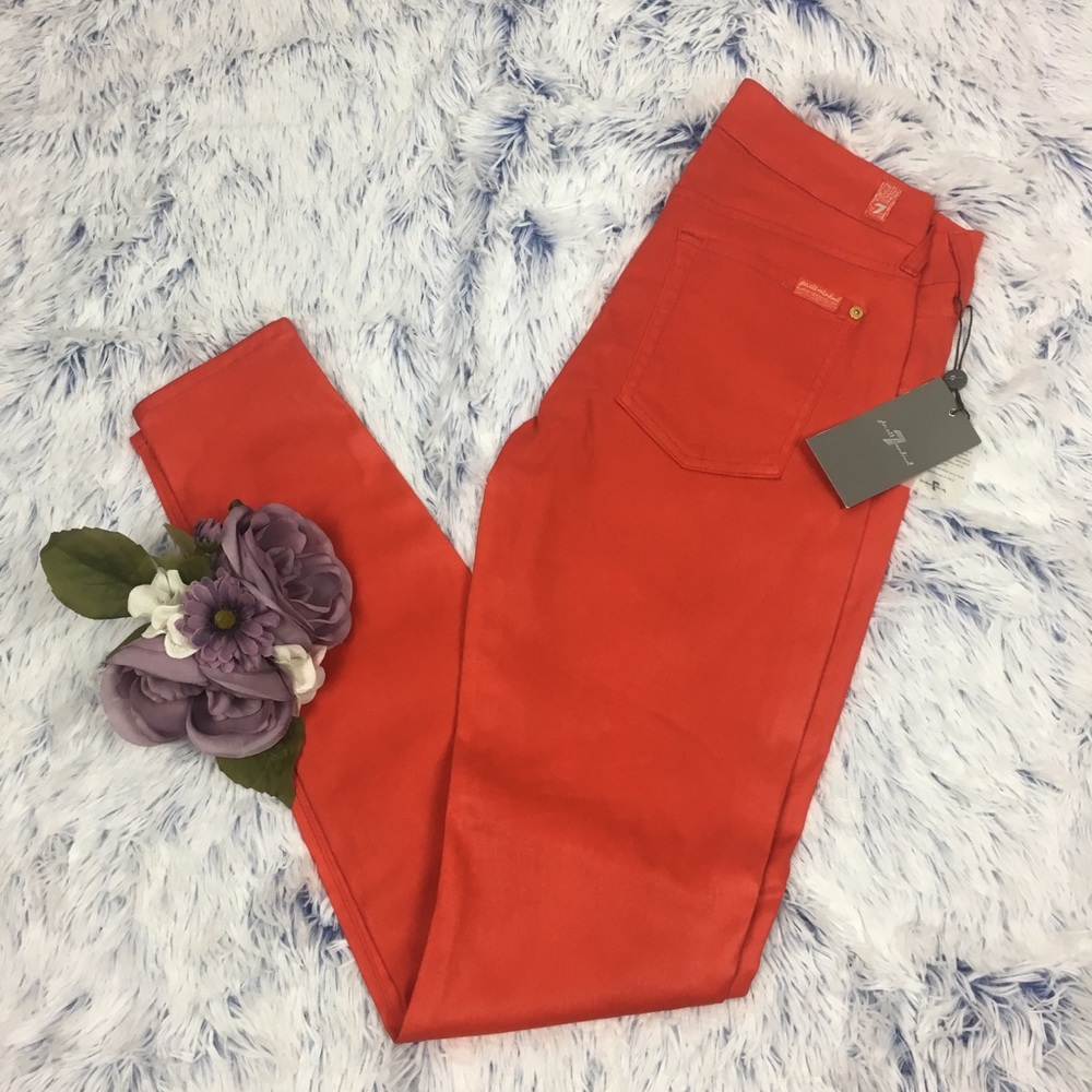 New7 For All Mankind Red "The Skinny" Coated 30x32